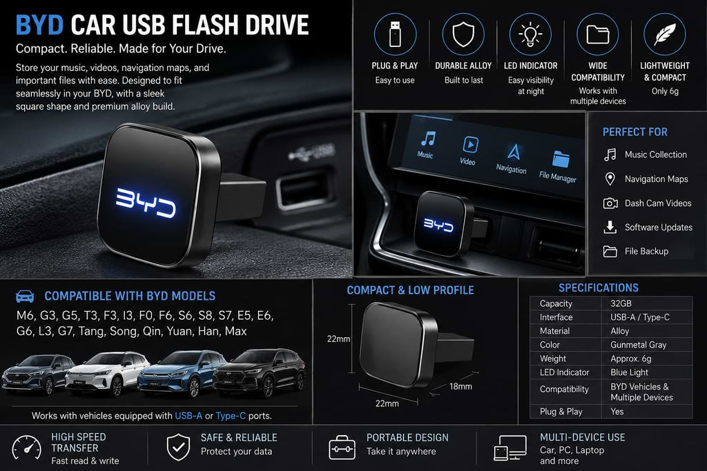 BYD 32GB USB Flash Drive Gunmetal Gray