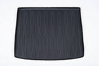 Black textured TPE trunk mat with anti-slip vertical grooves for durable car cargo protection.