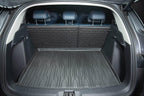 Durable black rubber cargo liner and protective trunk mat for vehicle interior protection.