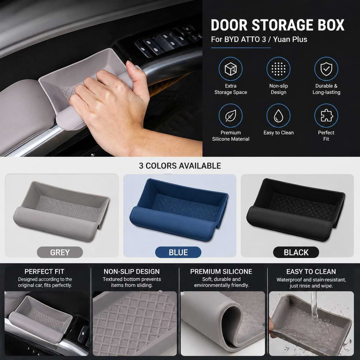 BYD Atto3 Yuan Plus Car Door Storage Box Armrest