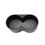 Professional matte black plastic dual car cup holder insert with textured non-slip base