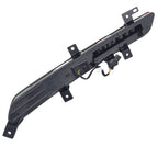 Black durable plastic rear bumper trim with integrated electrical wiring and mounting brackets.