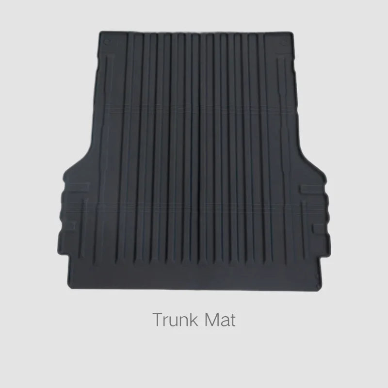 Durable black TPE waterproof trunk mat with anti-slip ribbed texture for car protection.