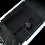 Black felt-lined center console organizer tray for car interior