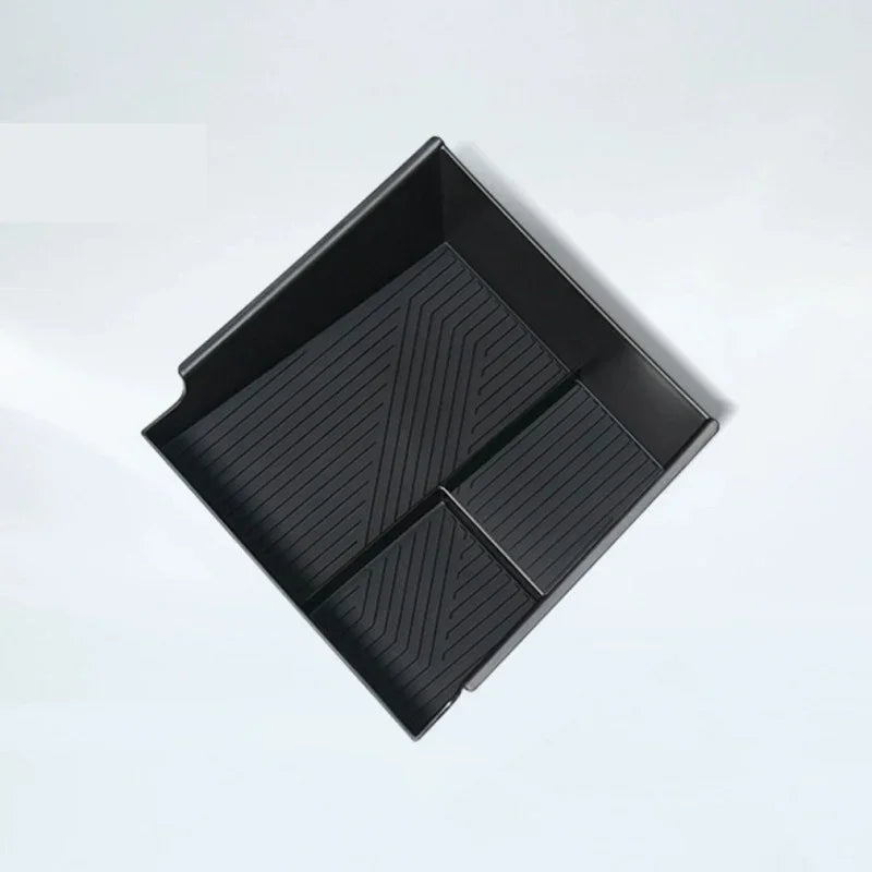 Professional black plastic car organizer tray with a textured, ribbed anti-slip surface.