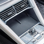 Black textured silicone center console organizer tray for car interior
