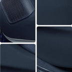 Premium navy blue textured faux leather car interior upholstery material.