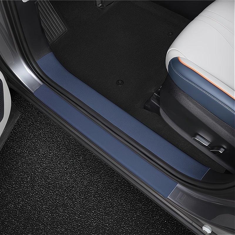 Professional blue textured door sill protector for car interior protection