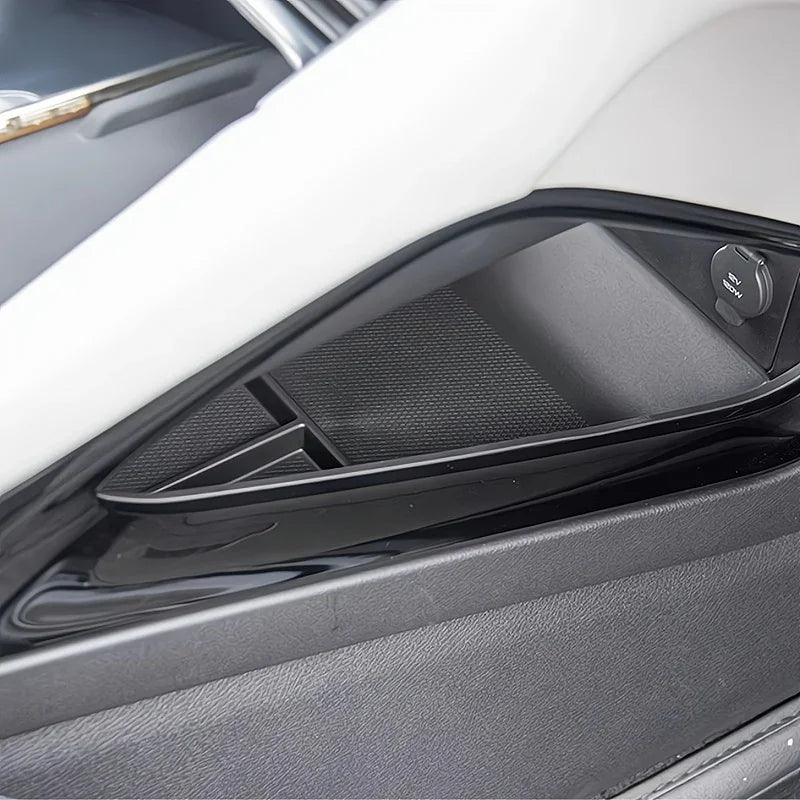Glossy black ABS plastic center console storage tray for car interior