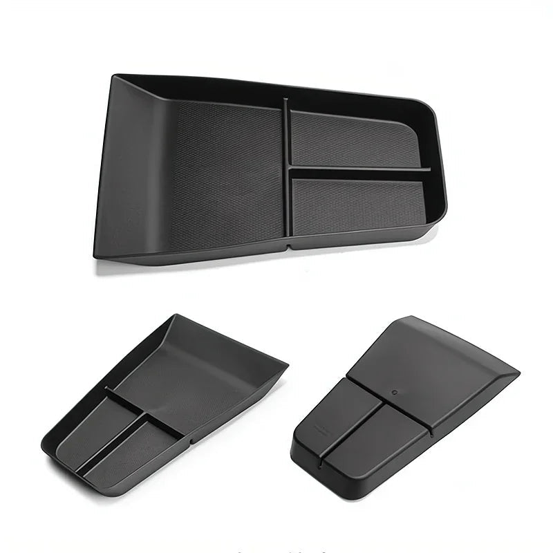 Black durable plastic center console organizer trays for BYD car interiors