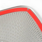 Silver textured anti-slip floor mat with vibrant red protective edge trim.