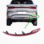 Red rear diffuser trim for BYD car, durable plastic material with sporty design.