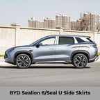 Sleek silver side skirts for BYD Sealion 6/Seal U, enhancing the car's aerodynamic profile.