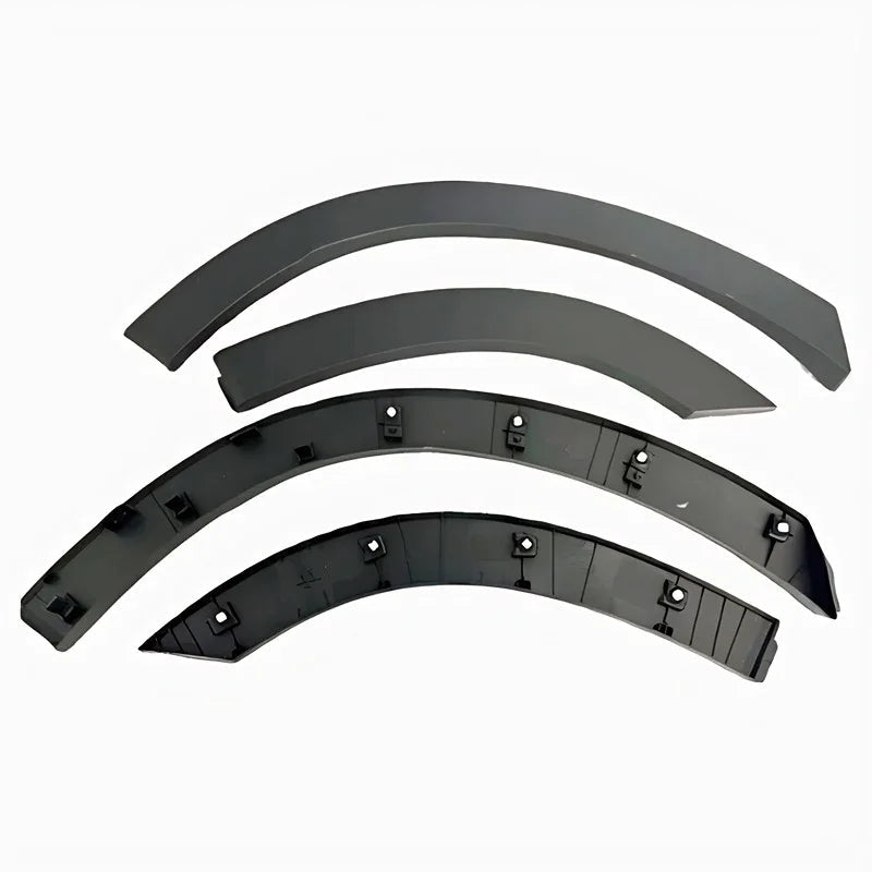 Set of four matte black durable plastic wheel arch fender flares for BYD vehicles.