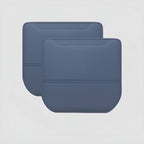 Pair of premium blue faux leather car seat cushions with a sleek, stitched design.