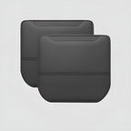 Pair of professional grey faux-leather car seat cushions with a sleek, contoured design.