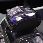 Professional blue crystal gear shift knob with diamond texture for BYD car interior.