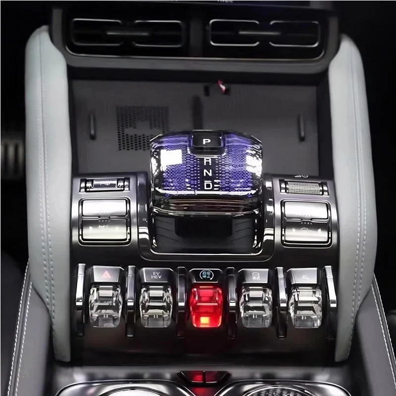 Luxury purple crystal gear shift knob for BYD car center console with sparkling finish