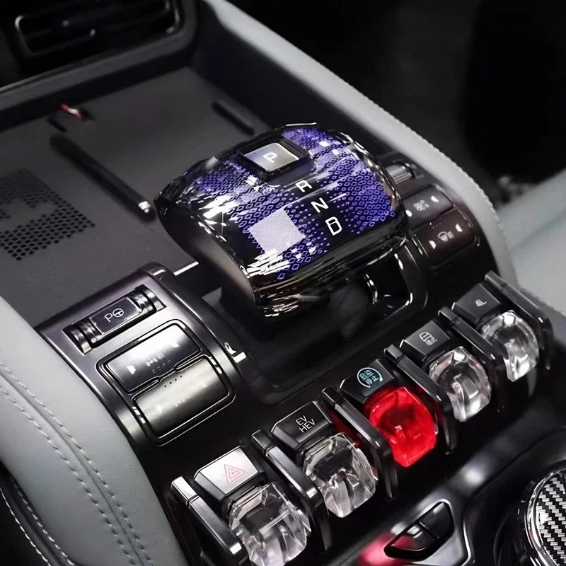 Crystal gear shift knob with blue sparkling pattern for BYD center console