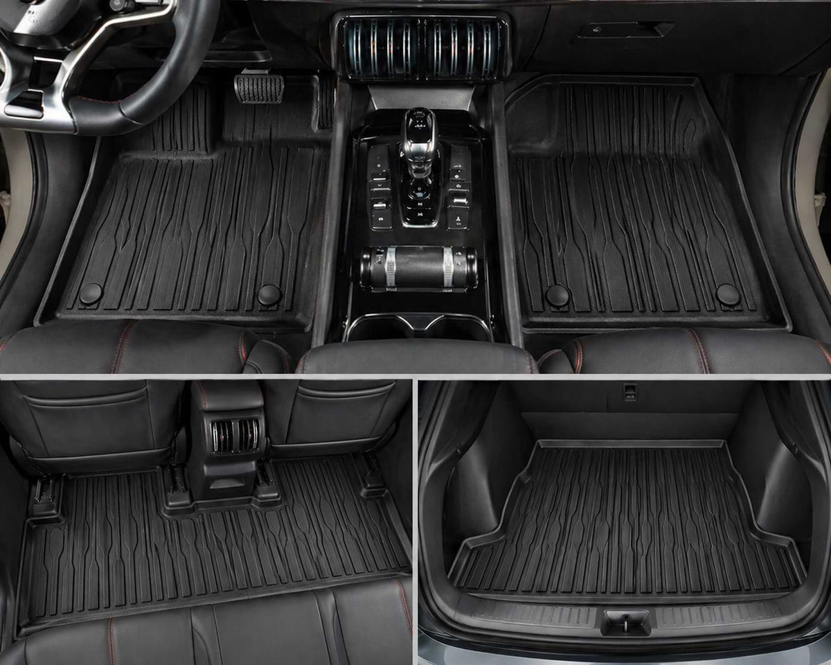 BYD Atto3 Floor Mats Set  car interior with black floor mats