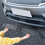 Black matte plastic front bumper grille inserts for BYD vehicle protection.