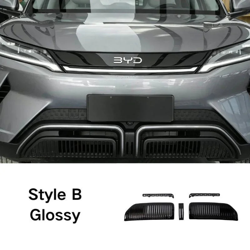 Glossy black front bumper grille trim kit Style B for BYD vehicle