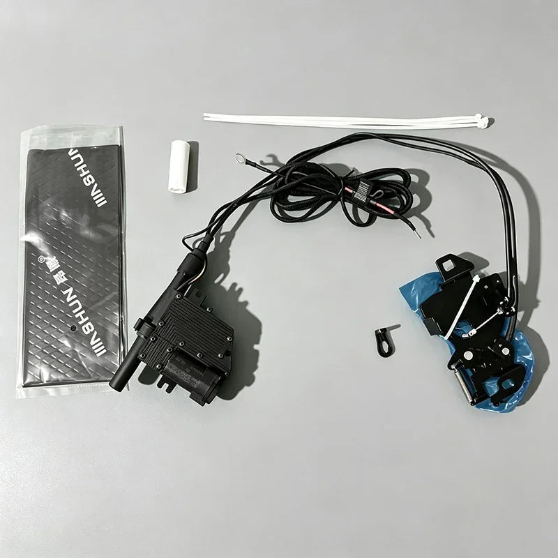 Black electrical wiring harness and control switch assembly for vehicle aftermarket accessories.