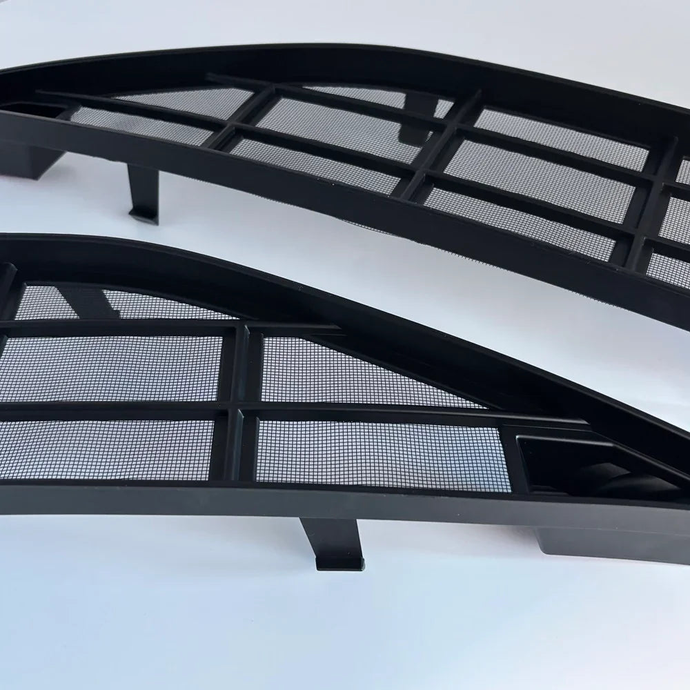 Black matte finish mesh grille guards for BYD car exterior protection.
