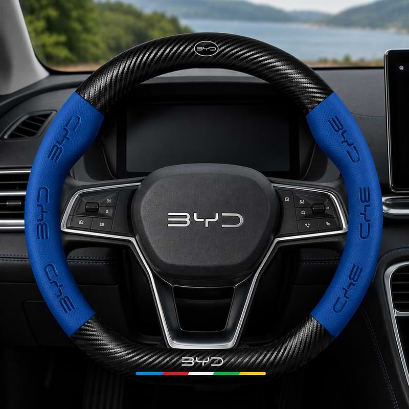 BYD Steering Wheel Cover Leather | Anti-Slip Fit for Atto 3, Dolphin, Qin, Song Plus EV & More bydaccessories.store