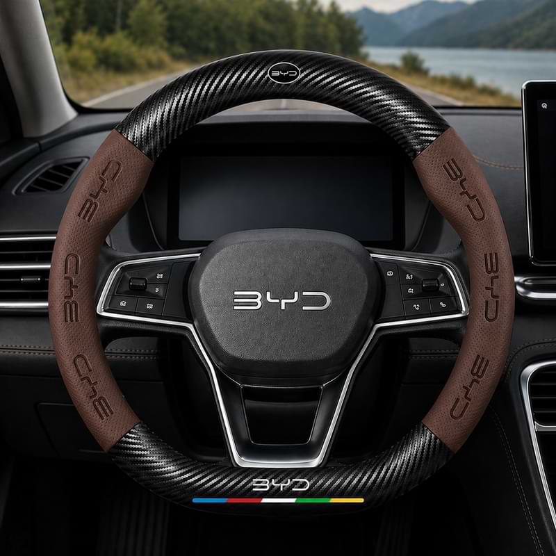 BYD Steering Wheel Cover Leather | Anti-Slip Fit for Atto 3, Dolphin, Qin, Song Plus EV & More bydaccessories.store