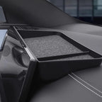 Black matte storage tray with grey anti-slip lining for BYD car interior.
