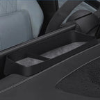 Black high-quality ABS plastic center console storage tray with grey flocked liner for BYD.