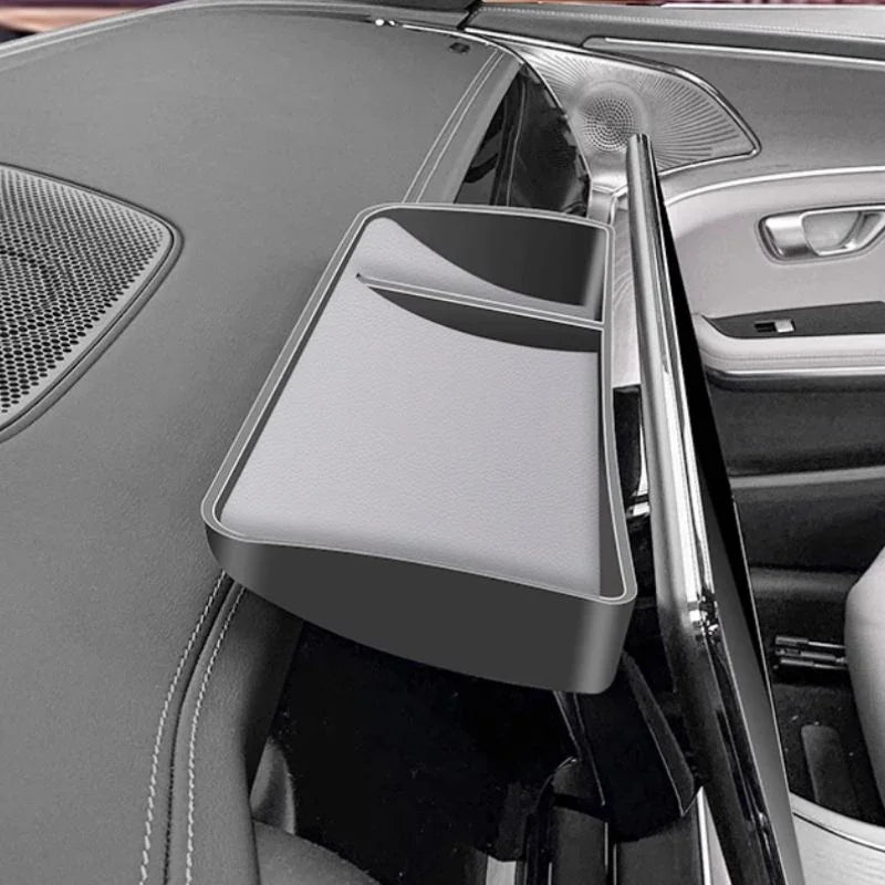 Black premium leather dashboard storage tray for organized car interior storage.