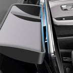 Black leather car door pocket organizer with integrated storage compartment for BYD interior.
