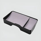 Black premium car organizer tray with light grey textured leather-feel inserts.