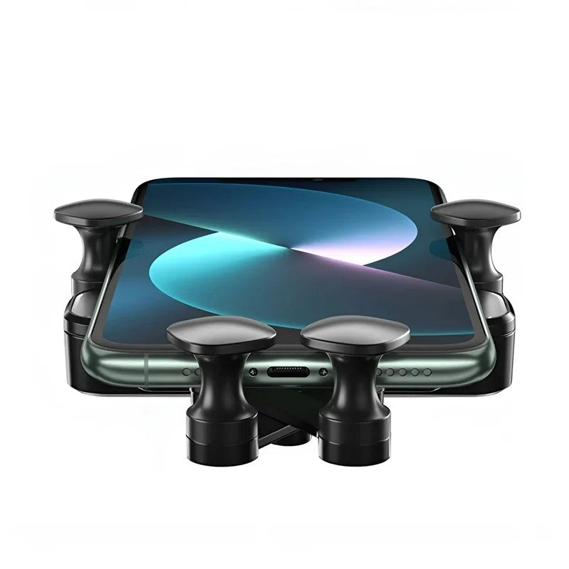 Professional matte black heavy-duty adjustable tablet holder for car dashboards.