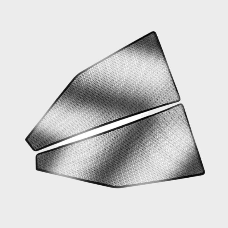 Pair of silver textured metallic car interior protective panels with a sleek finish.