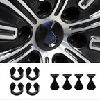 Black and silver alloy wheel rim with blue center cap and matching decorative trim pieces.