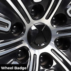 Black and silver metallic BYD wheel badge for automotive styling.