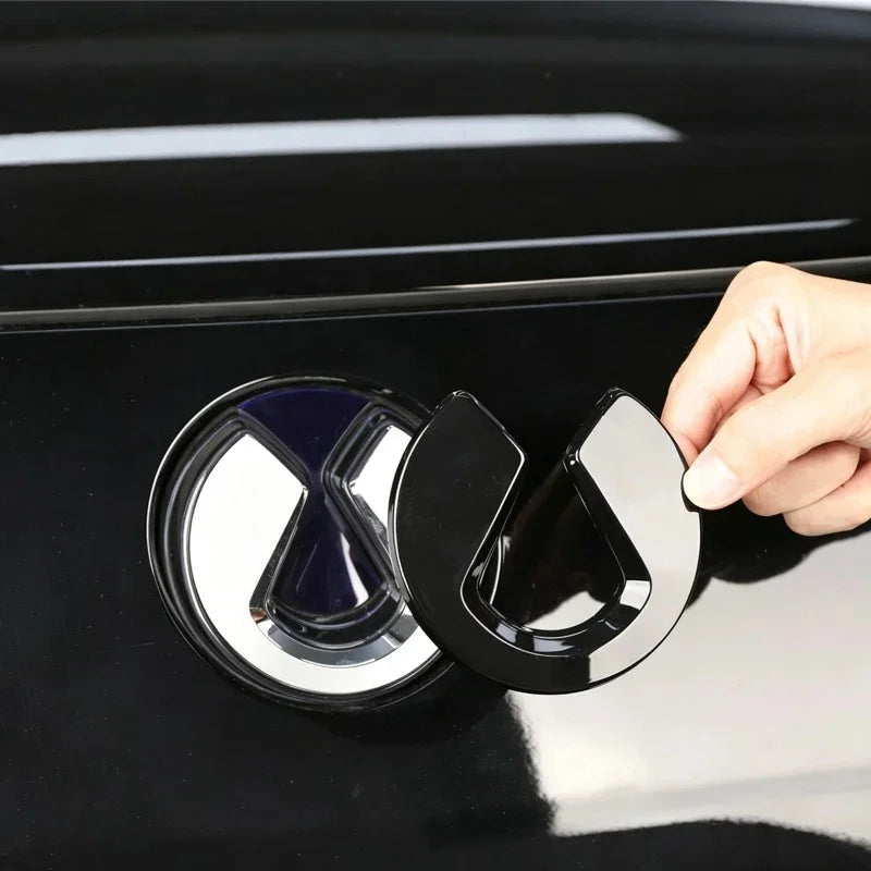 Glossy black door handle cover protector with sleek chrome accents for BYD car accessories.
