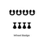 Set of 8 glossy black ABS plastic wheel badges for car rims