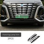 Glossy black front fog lamp trim set, 2 pieces of durable ABS material for BYD vehicles.