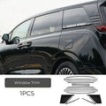 Black window trim sticker kit for car side windows, including decorative speed text decal.