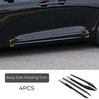 4-piece set of sleek black glossy body side molding trim for car door protection.