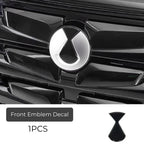 Silver and black front emblem decal for BYD vehicle grille.