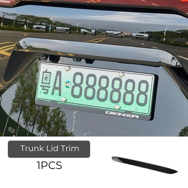 Sleek black gloss trunk lid trim for Denza, providing a premium protective finish.