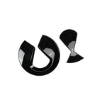 Glossy black high-quality acrylic decorative car emblems with a smooth polished finish.