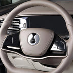Professional taupe leather steering wheel cover for BYD car interior