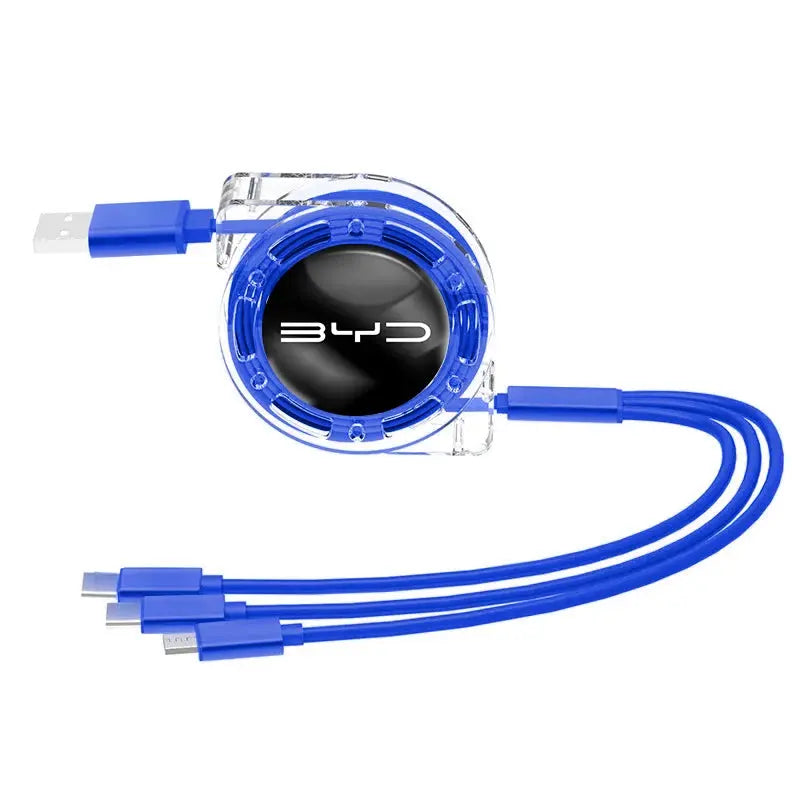 Blue BYD cable with retractable design