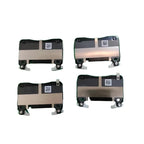Four black premium protective floor mats with silver metallic accents for BYD vehicle interiors.